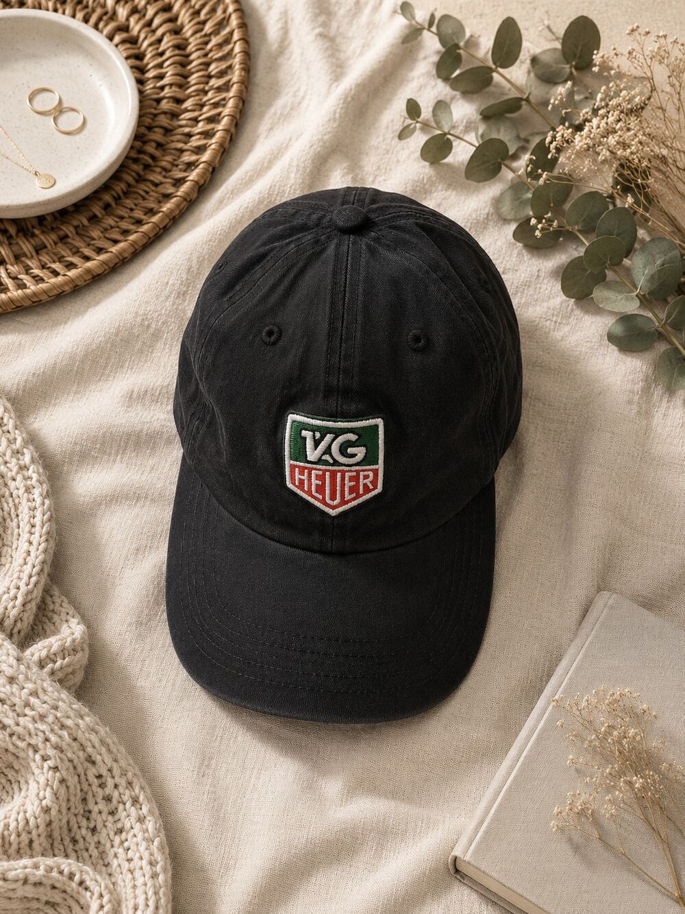 TAG Heuer 150 Years Anniversary Black Cotton Embroidered Logo Baseball Cap